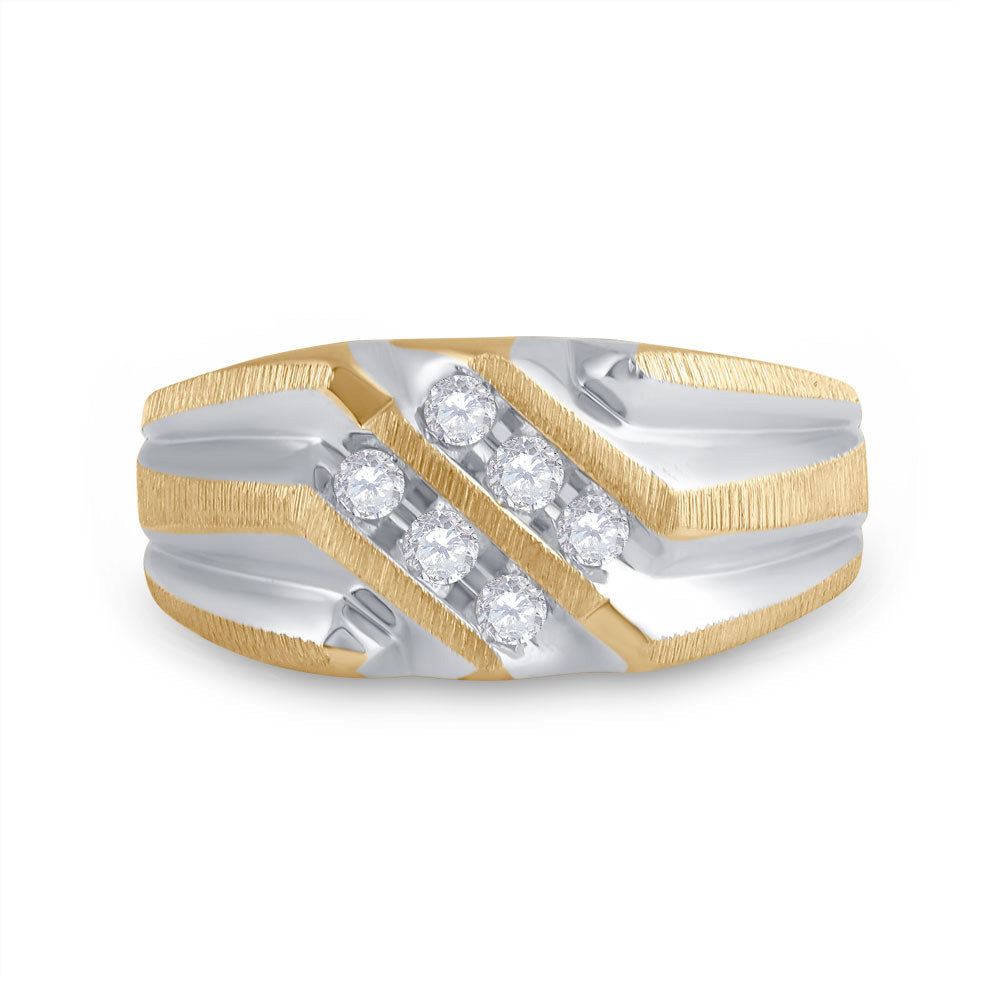 10K Yellow Gold Mens Round Diamond Band Ring 1/4 Cttw, Mens Size: 7-13