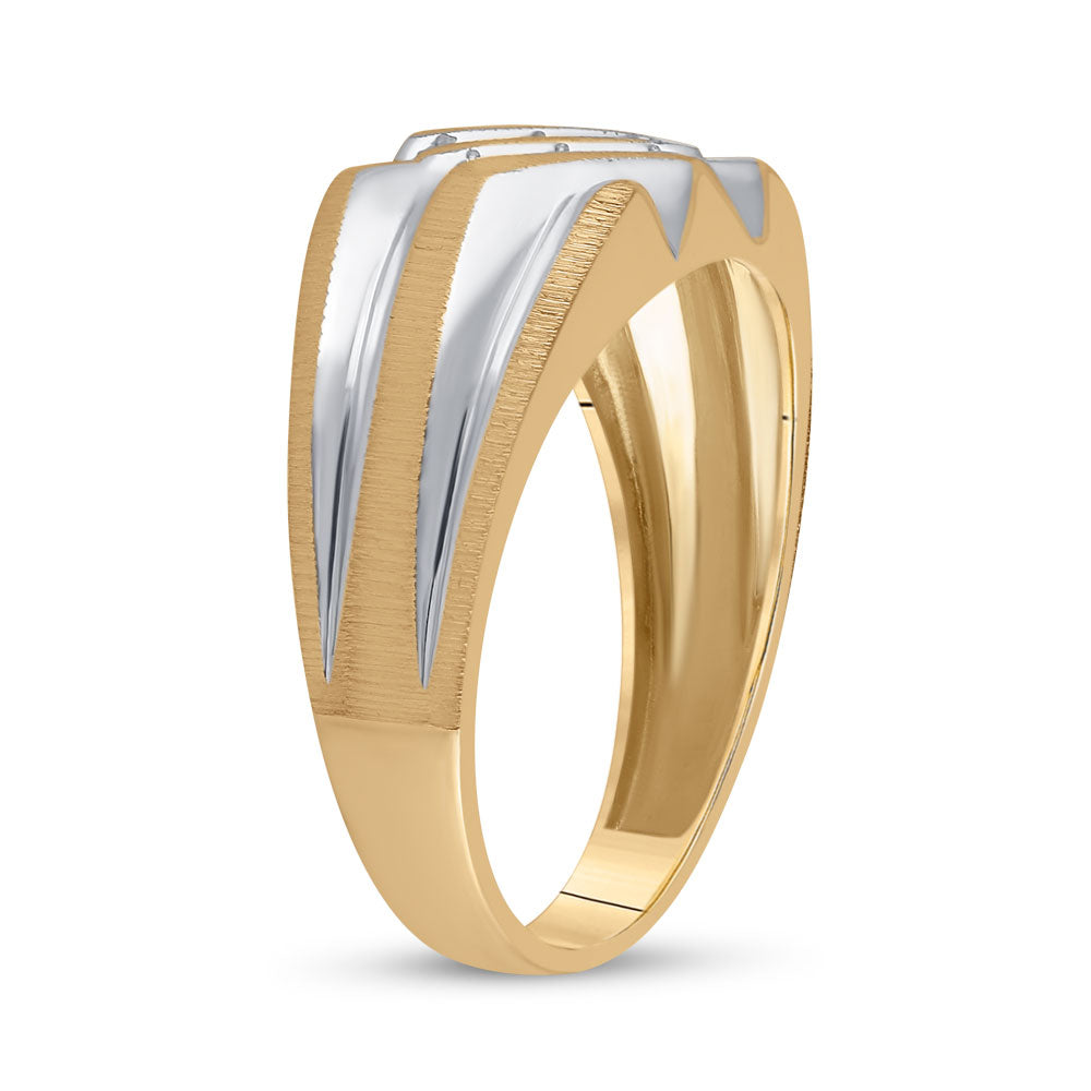 10K Yellow Gold Mens Round Diamond Band Ring 1/4 Cttw, Mens Size: 7-13