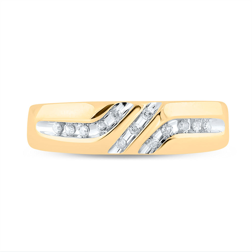 10K Yellow Gold Mens Round Diamond Wedding Band Ring 1/8 Cttw, Mens Size: 7-13
