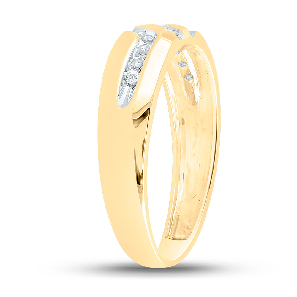 10K Yellow Gold Mens Round Diamond Wedding Band Ring 1/8 Cttw, Mens Size: 7-13