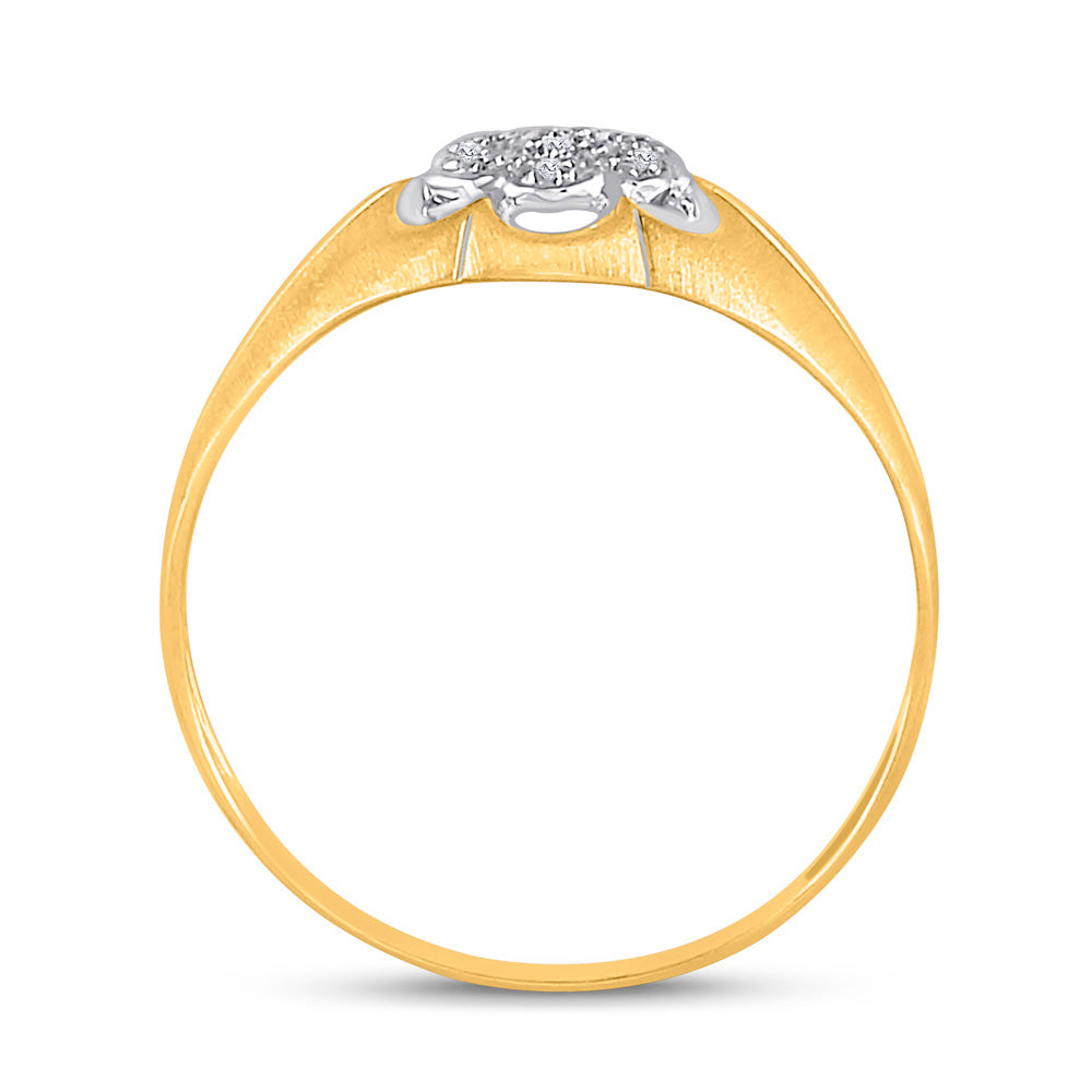 10K Yellow Gold Mens Round Diamond Matte Flower Cluster Ring .02 Cttw, Mens Size: 7-13