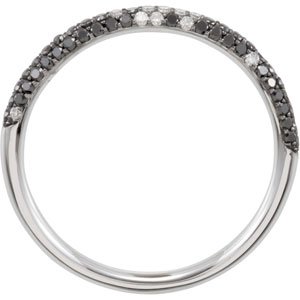 Black Rhodium-Plated 14K White Gold 3/8 CTW Natural Black & White Diamond Micro Pav? Ring Size 8.5