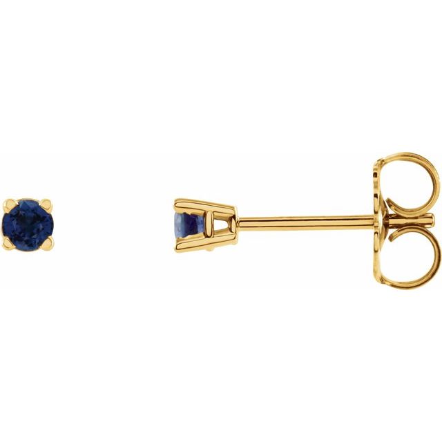 14K Yellow Or White Or Rose Gold Or Sterling Silver Or Platinum Round Friction 4-Prong Natural Gemstone Stud Earrings