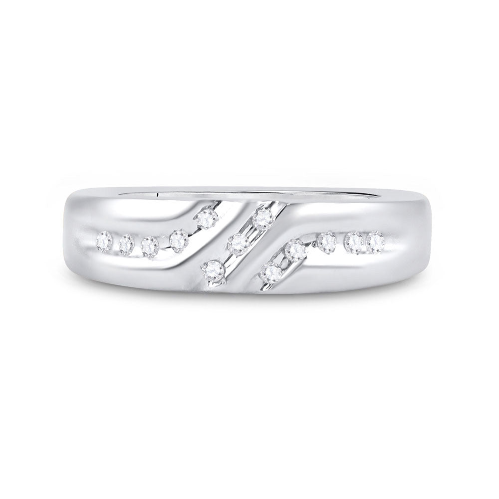 10K White Gold Mens Round Diamond Wedding Band Ring 1/8 Cttw, Mens Size: 7-13