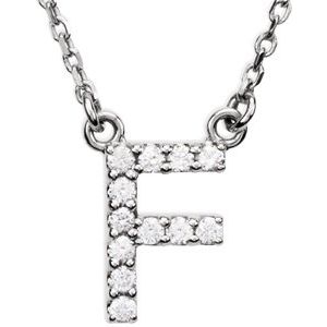 14K White Gold Initial F Round 1.3 Mm G-H I1 1/8 Ctw Natural Diamond Necklace, Length: 16 In