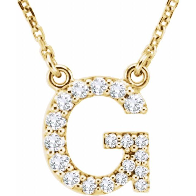 14K Yellow Gold Round I1, G-H 16 In Polished Natural Diamond Initial Necklace