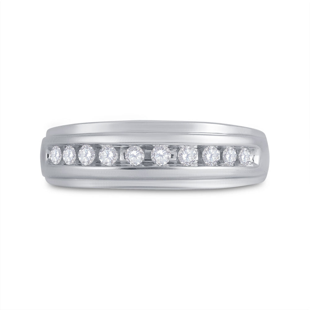 14K White Gold Mens Round Diamond Wedding Band Ring 1/4 Cttw, Mens Size: 7-13