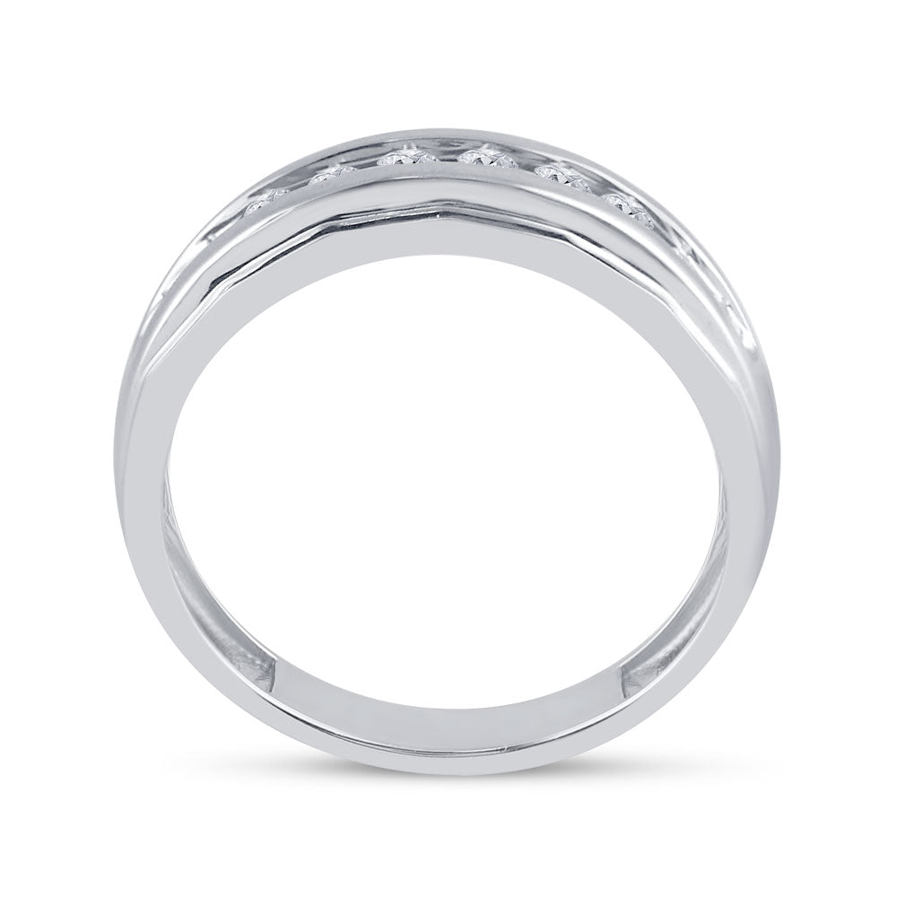 14K White Gold Mens Round Diamond Wedding Band Ring 1/4 Cttw, Mens Size: 7-13