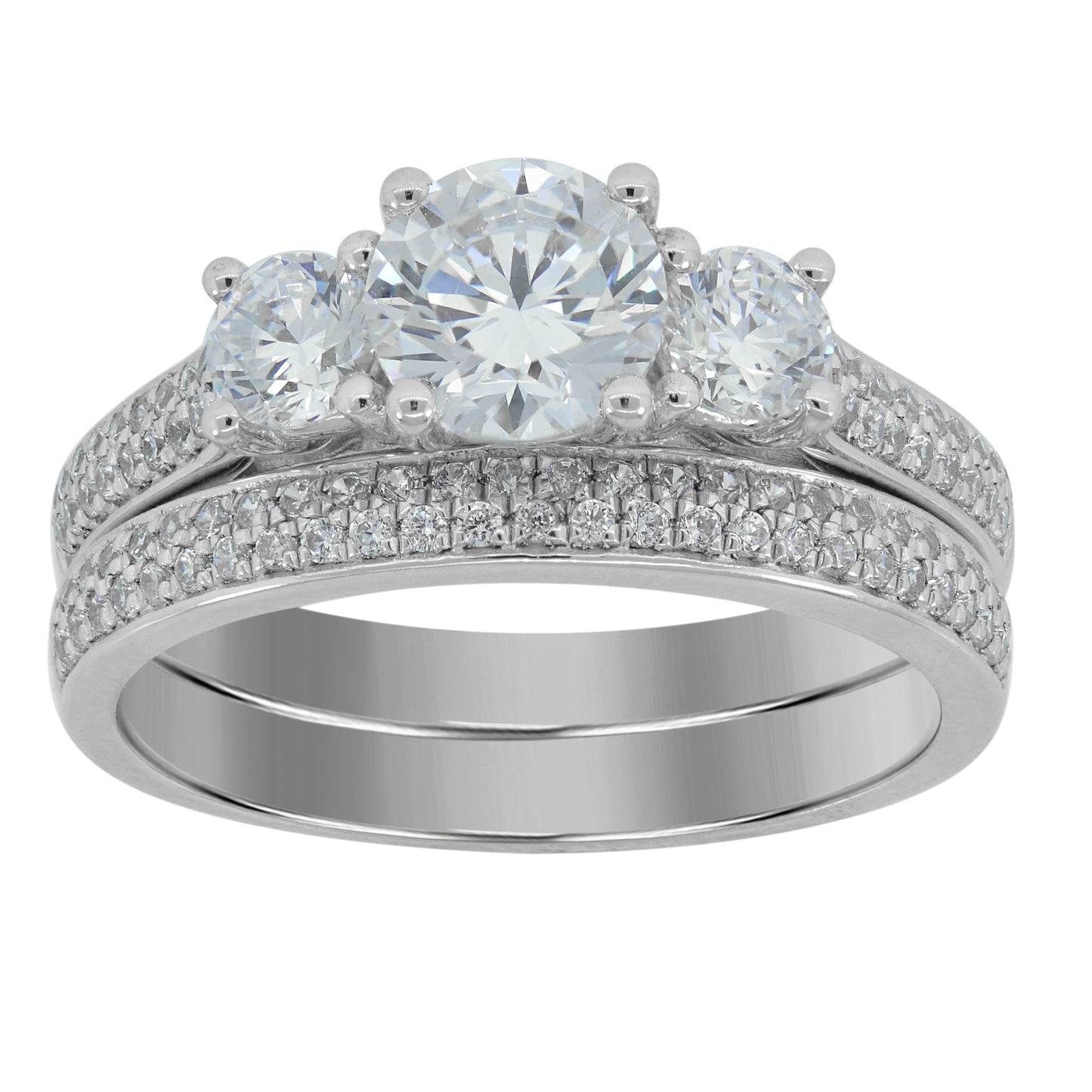 Sterling Silver Womens Cubic Zirconia Sizes 6 To 9 Round Center Stones Bridal Set Anniversary Engagement Wedding Ring Band
