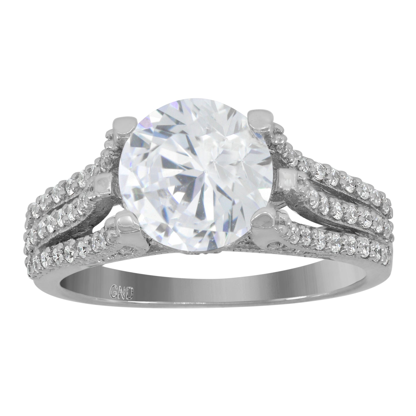 Sterling Silver Women's Cubic Zirconia Sizes 6-9 Round Center Stone Bridal Wedding Anniversary Engagement Ring Band