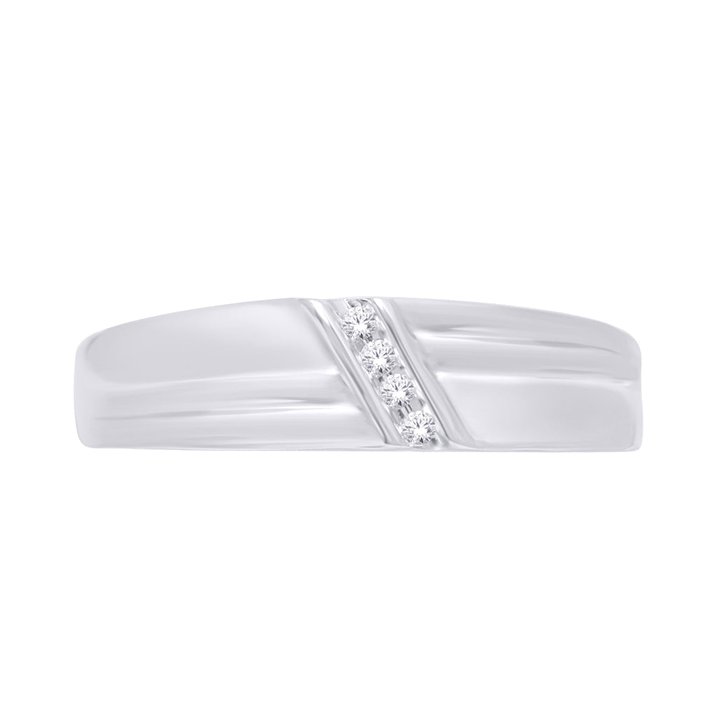 10K White Gold 0.04-0.06 Cttw Round Diamonds Mens Ring