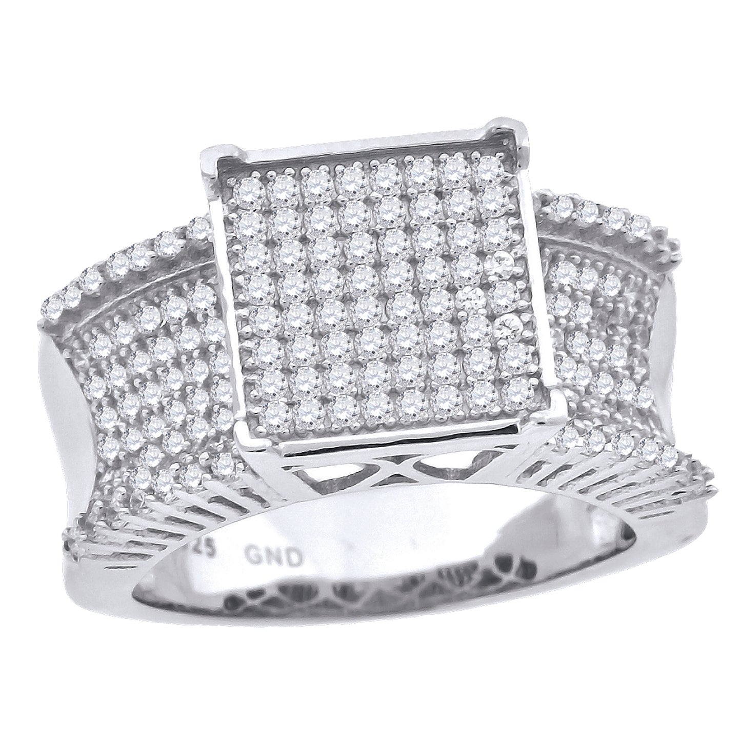 Sterling Silver Womens Cubic Zirconia Sizes 6 To 10 Square Head Bridal Wedding Anniversary Engagement Ring Band