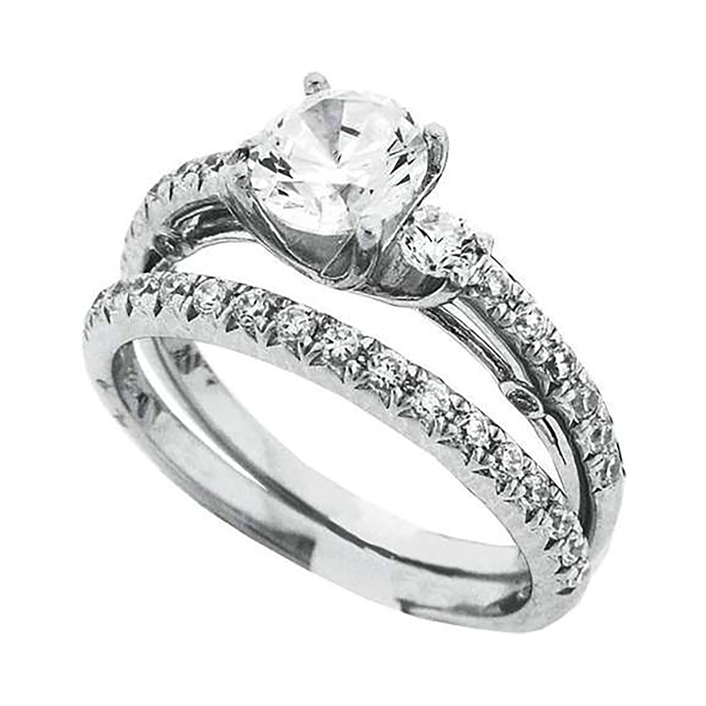 Sterling Silver Womens Cubic Zirconia Sizes 6 To 9 Round Center Stone Bridal Set Anniversary Engagement Wedding Ring Band
