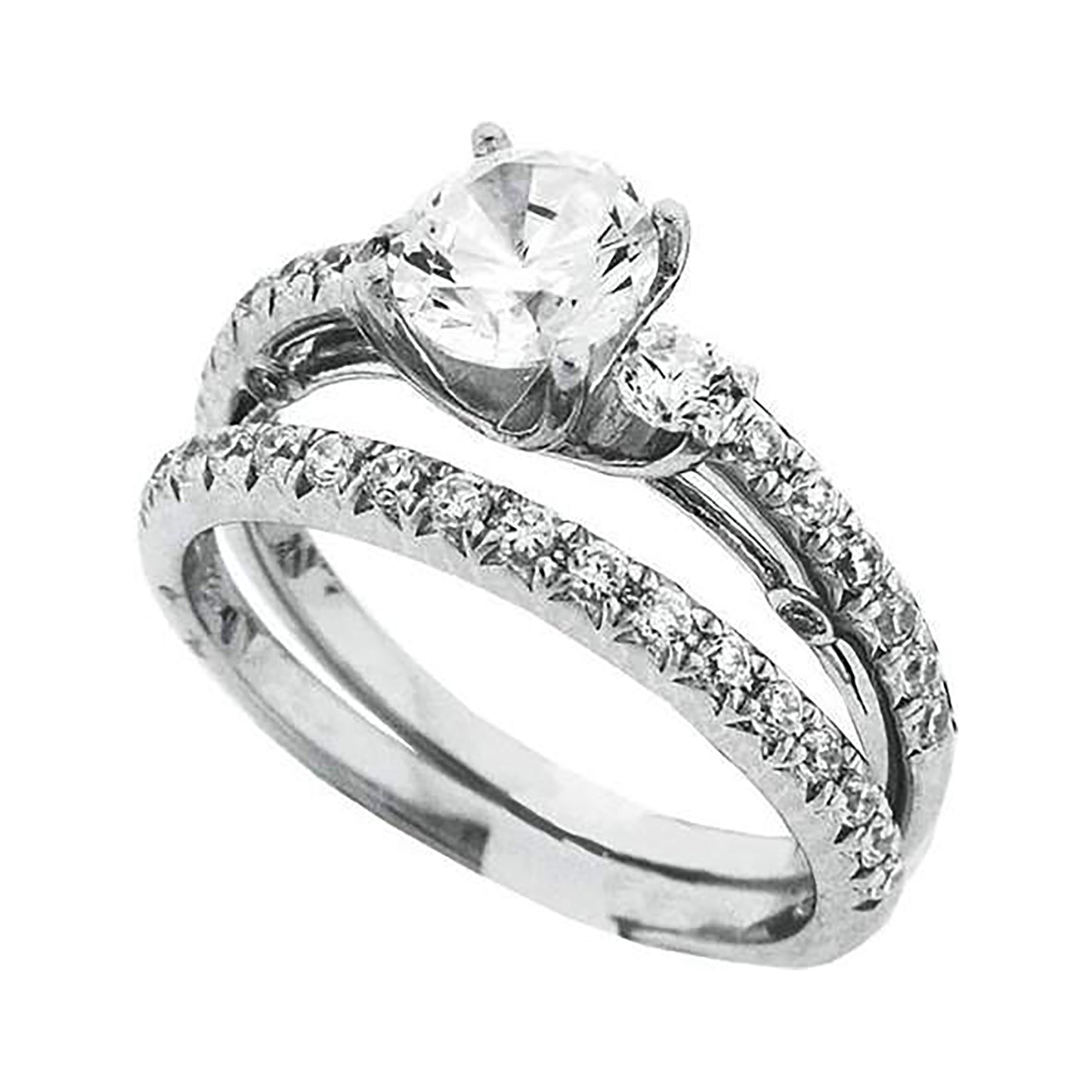 Sterling Silver Womens Cubic Zirconia Sizes 6 To 9 Round Center Stone Bridal Set Anniversary Engagement Wedding Ring Band