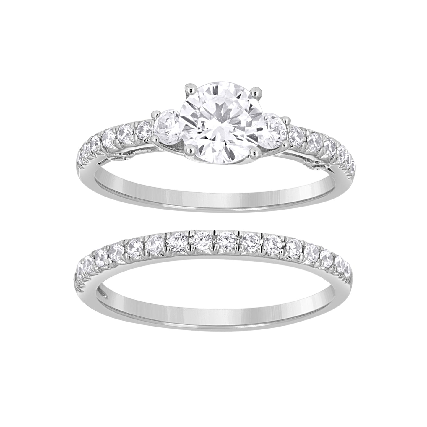 Sterling Silver Womens Cubic Zirconia Sizes 6 To 9 Round Center Stone Bridal Set Anniversary Engagement Wedding Ring Band