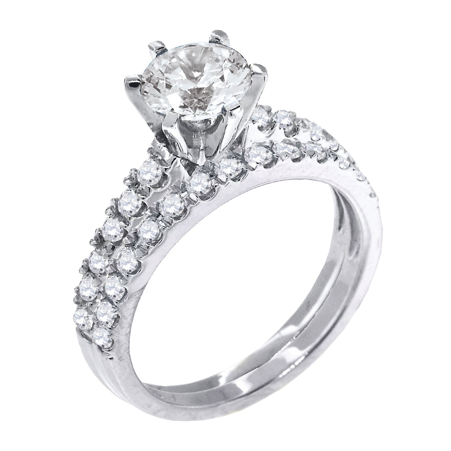 Sterling Silver Womens Cubic Zirconia Sizes 6-9 Round Center Stone Bridal Set Wedding Anniversary Engagement Ring Band