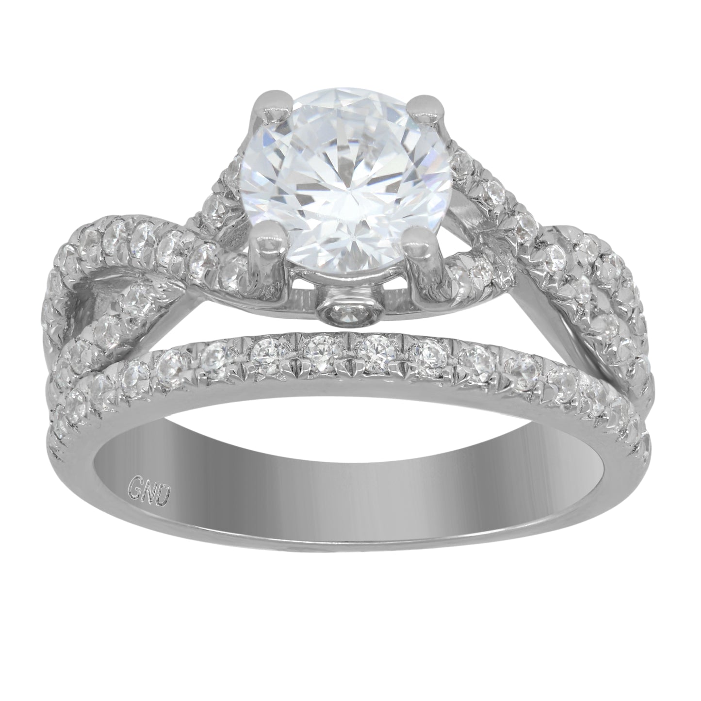 Sterling Silver Women's Cubic Zirconia Sizes 6 To 9 Round Center Stone Bridal Set Anniversary Engagement Wedding Ring Band