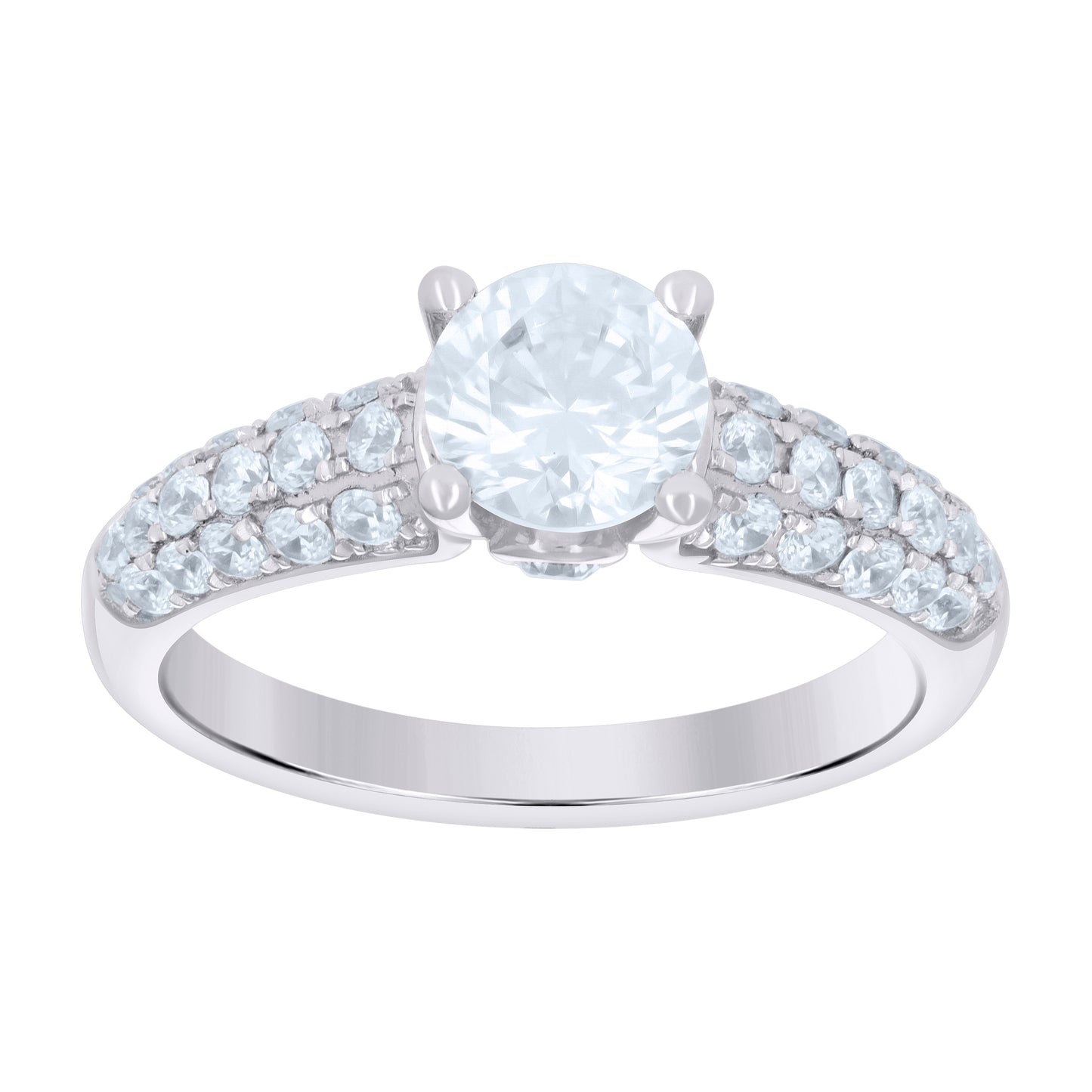 Sterling Silver Womens Cubic Zirconia Sizes 6-9 Round Center Stones Bridal Wedding Anniversary Engagement Ring Band