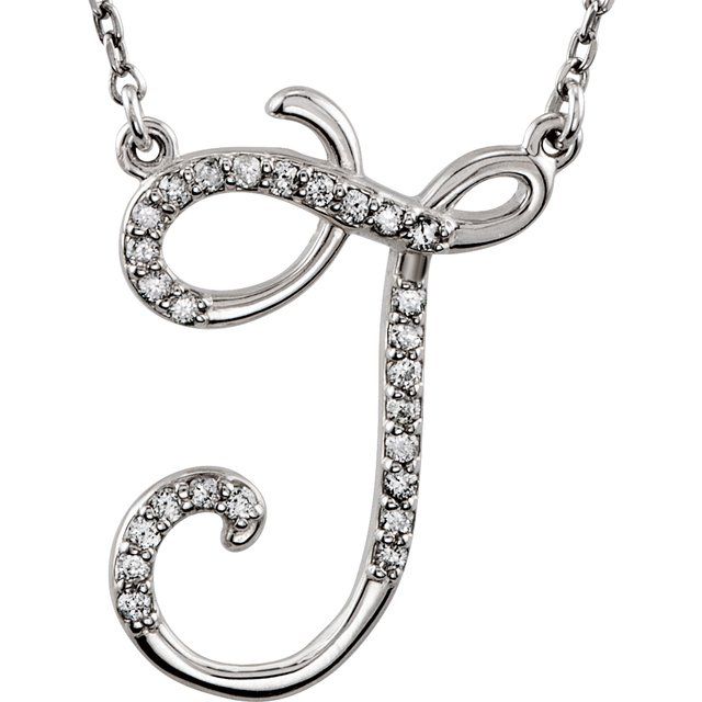 14K Yellow Gold Or Sterling Silver Round I1, G-H 16 In Polished Natural Diamond Initial Necklace