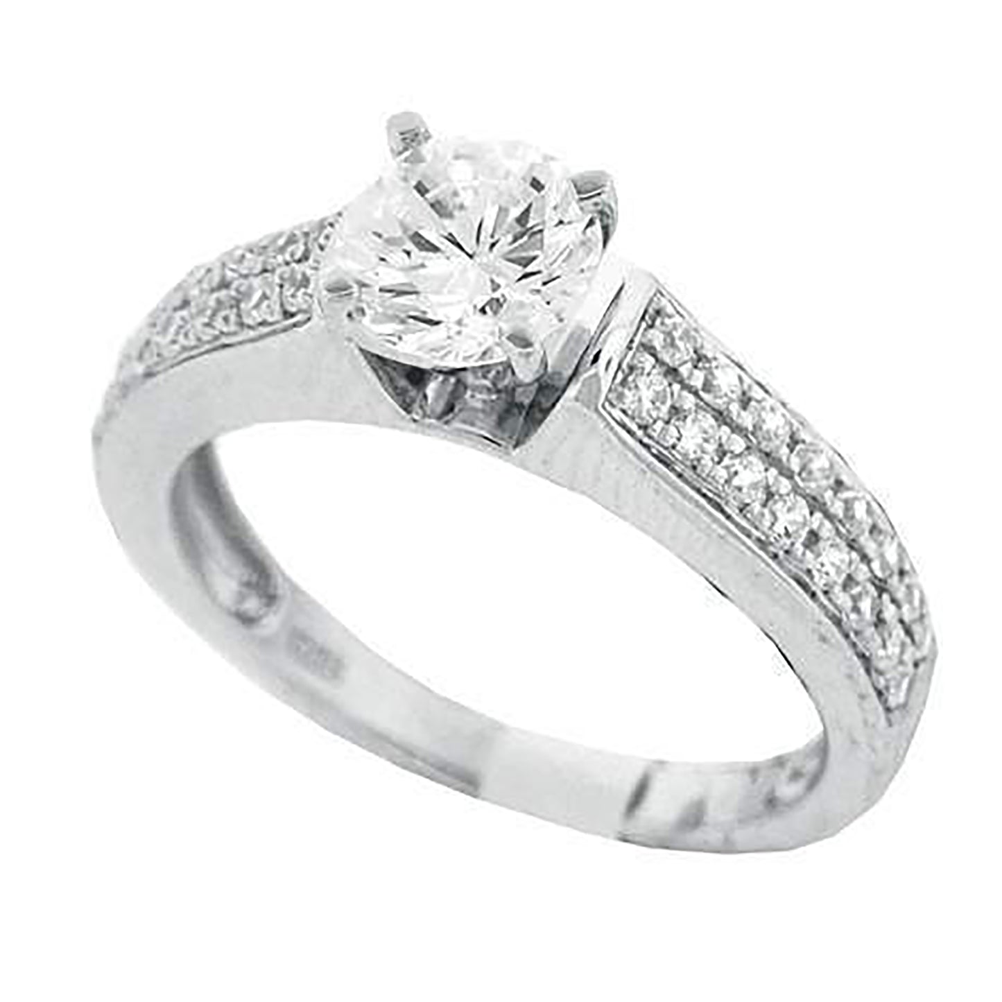 Sterling Silver Women's Cubic Zirconia Sizes 6-9 Round Center Stone Bridal Wedding Anniversary Engagement Ring Band