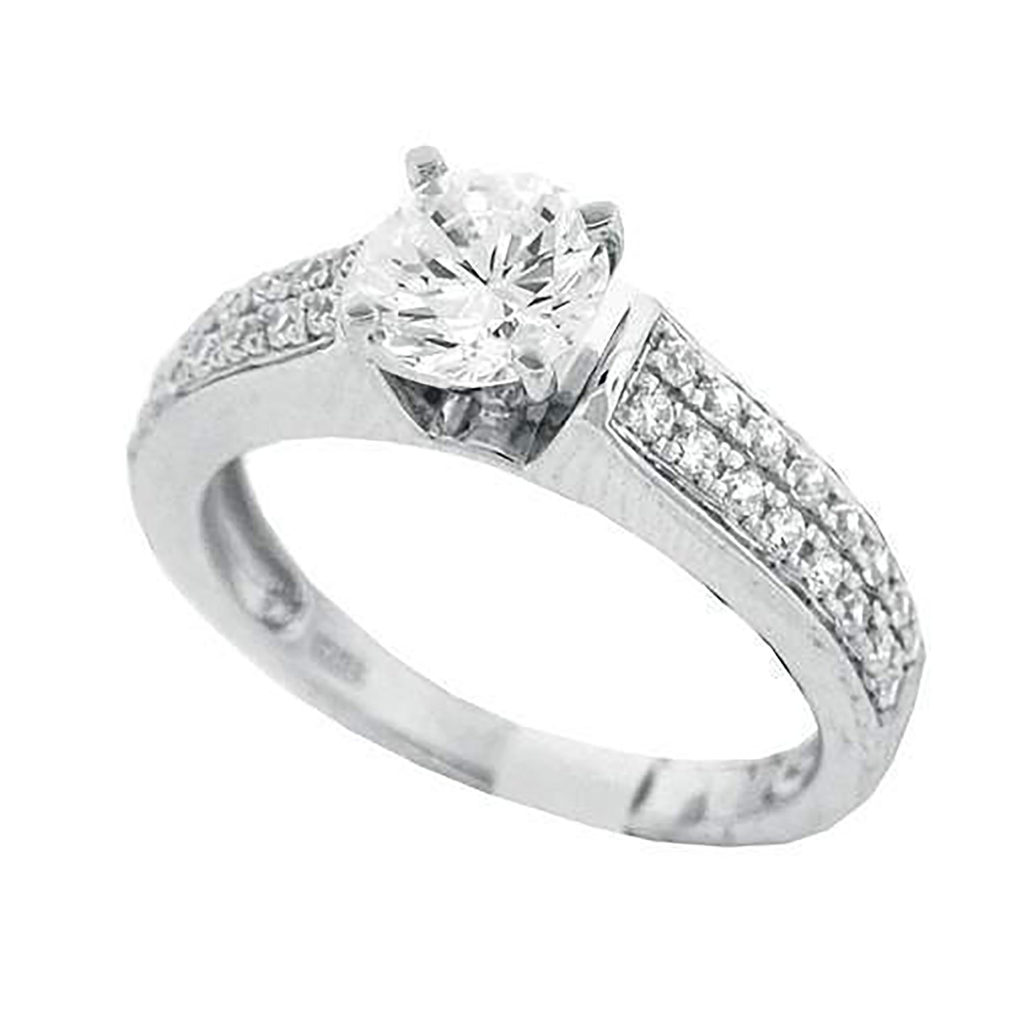 Sterling Silver Women's Cubic Zirconia Sizes 6-9 Round Center Stone Bridal Wedding Anniversary Engagement Ring Band