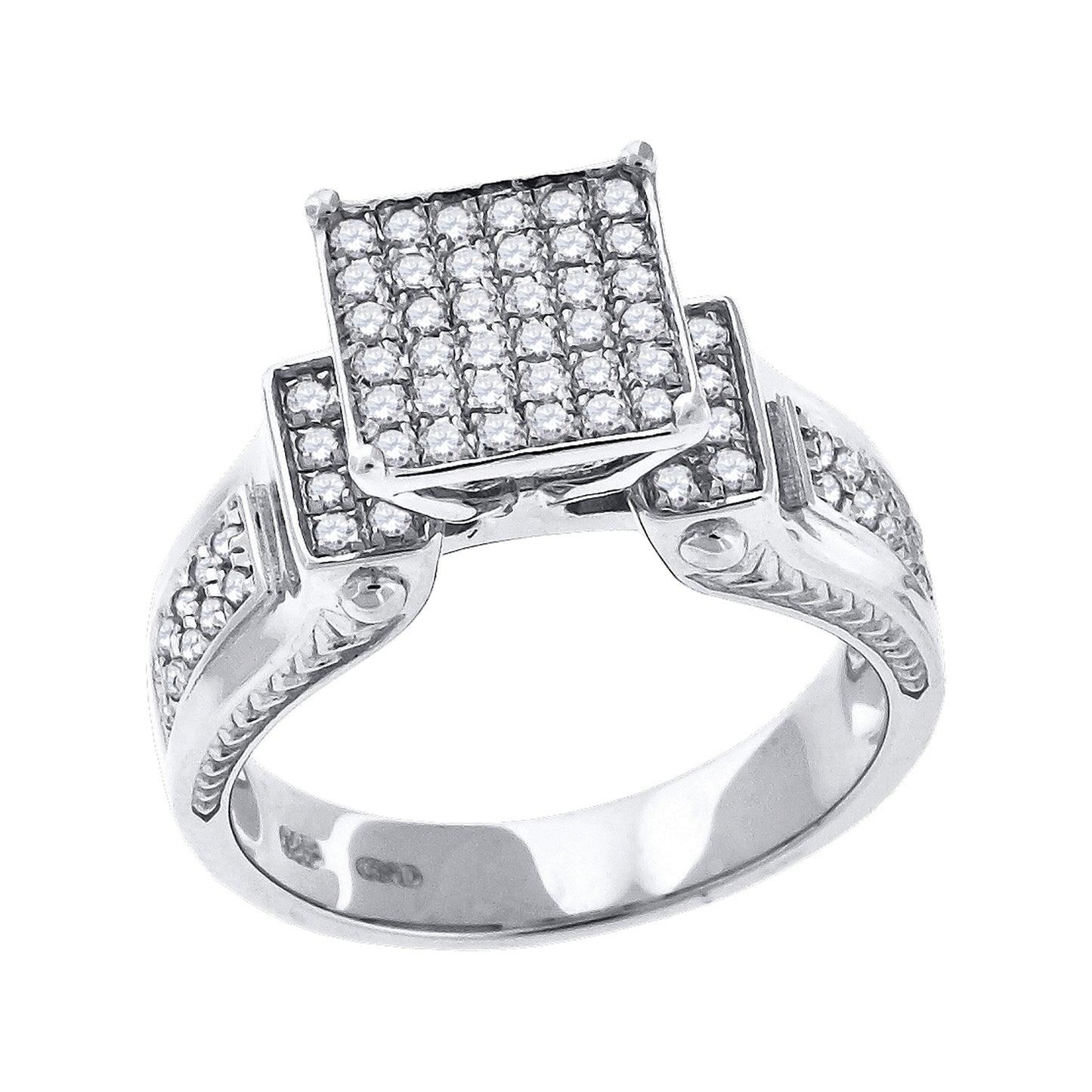 Sterling Silver Women's Cubic Zirconia Sizes 6 To 9 Square Head Bridal Wedding Anniversary Engagement Ring Band