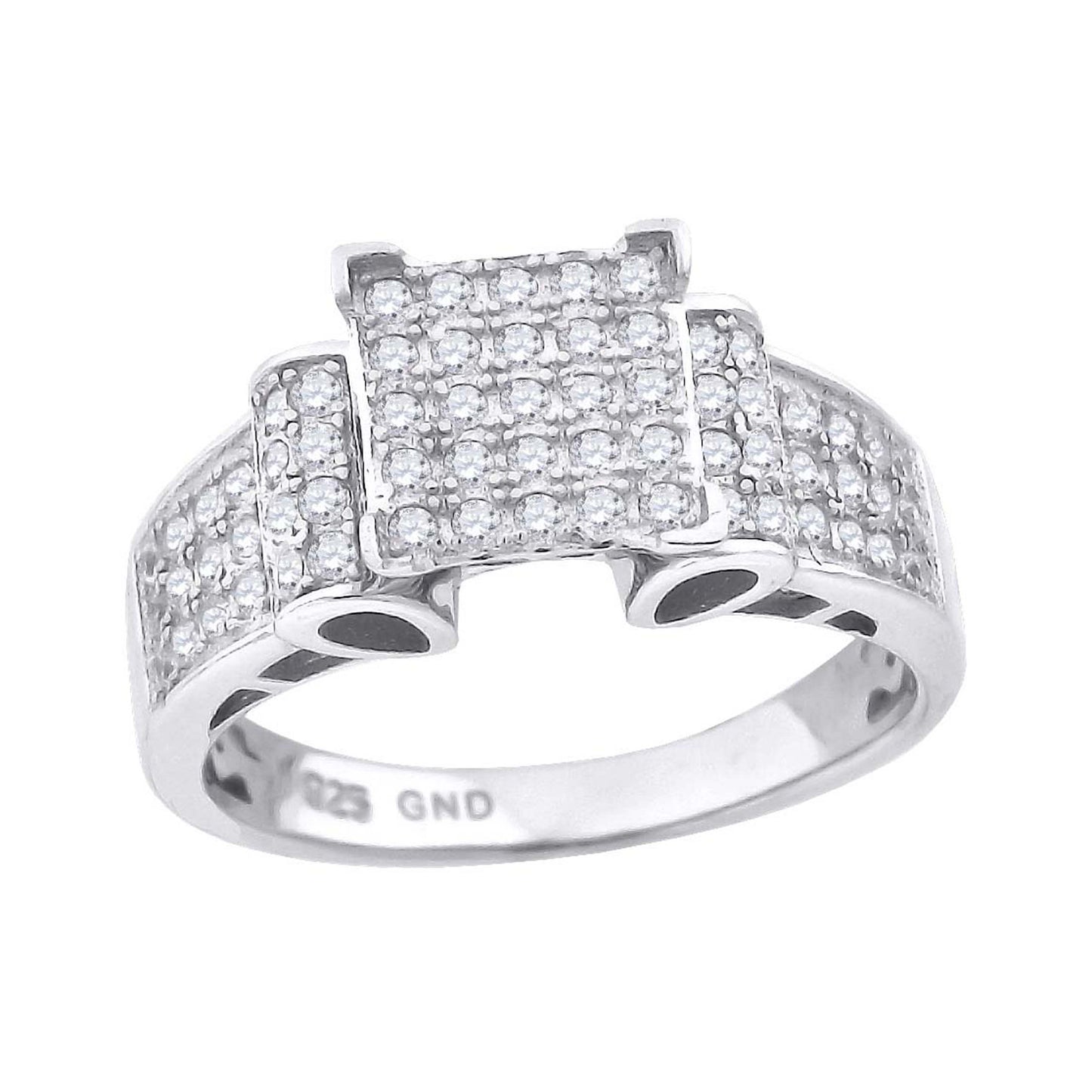 Sterling Silver Women's Cubic Zirconia Sizes 6 To 9 Square Head Bridal Wedding Anniversary Engagement Ring Band