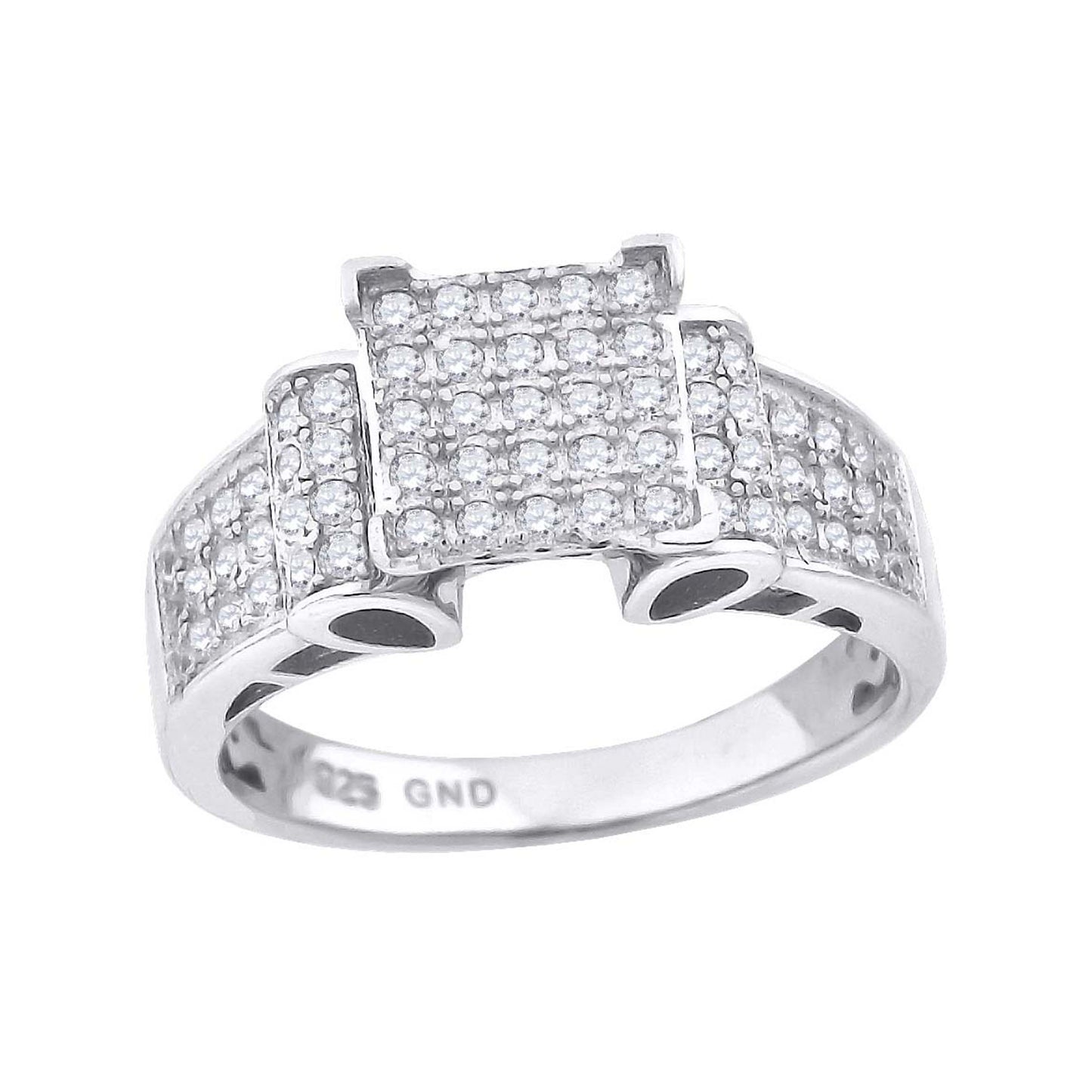 Sterling Silver Women's Cubic Zirconia Sizes 6 To 9 Square Head Bridal Wedding Anniversary Engagement Ring Band