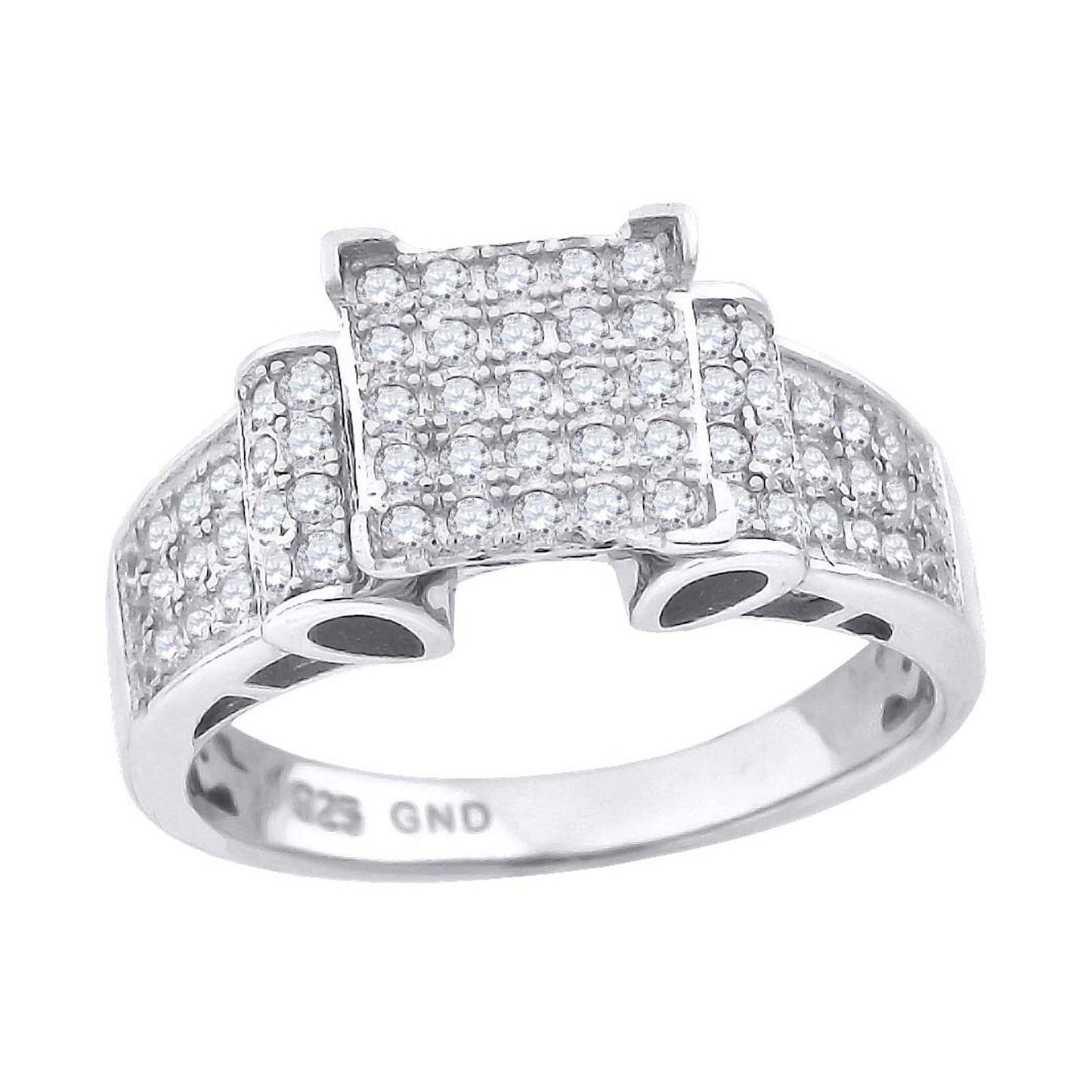 Sterling Silver Women's Cubic Zirconia Sizes 6 To 9 Square Head Bridal Wedding Anniversary Engagement Ring Band
