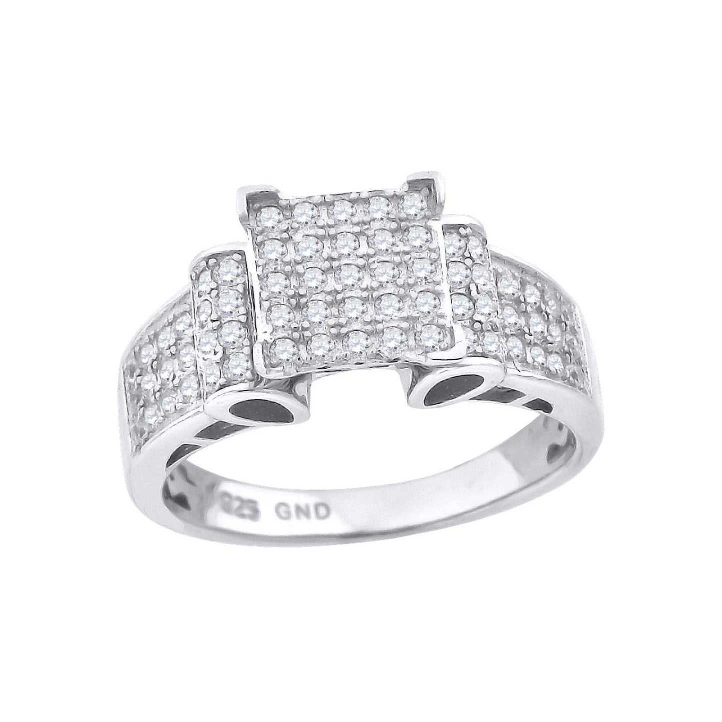 Sterling Silver Women's Cubic Zirconia Sizes 6 To 9 Square Head Bridal Wedding Anniversary Engagement Ring Band