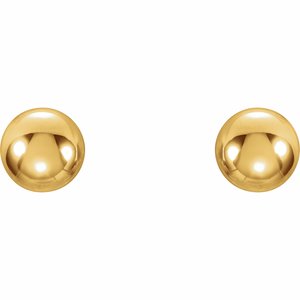14K Yellow Gold 4 Mm Pair Threaded Backs Polished Youth Ball Stud Earrings