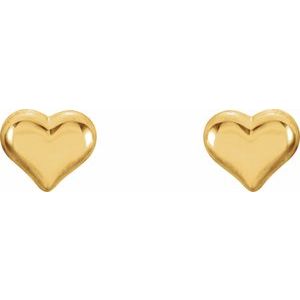 14K Yellow Gold Puffed Heart Earrings