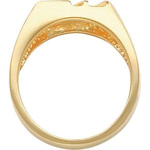 14K Yellow Gold Natural Black Onyx Polished Natural Onyx And 1/10 Ctw Natural Diamond Ring Size 10