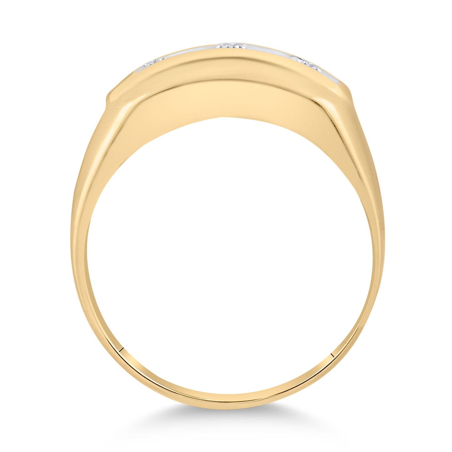 10K Yellow Gold Mens Round Diamond 3-stone Ring 1/10 Cttw, Mens Size: 7-13