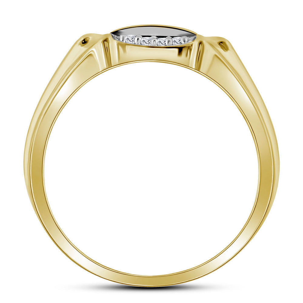 10K Yellow Gold Mens Round Diamond Cluster Ring 1/4 Cttw, Mens Size: 7-13
