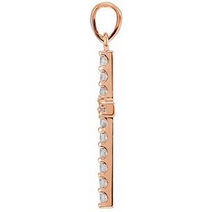 14K Yellow or Rose Gold Or Sterling Silver Round 1.2Mm I1, G-H Polished 1/10 Ctw Natural Diamond Cross Pendant