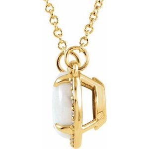 14K Yellow Gold Round 8Mm G-H I1 Natural Opal And .05Ctw Natural Diamond 16 Inch Necklace, Length: 16 In