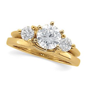 14K Yellow Gold Round 3.9 Mm Polished 1/2 Ctw Natural Diamond Ring Guard Size 6