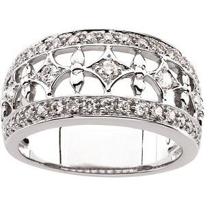 14K White Gold Polished 1/2 Ctw Natural Diamond Ring Size 6