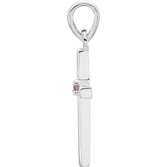 14K White Gold Round 1.25 Mm Polished Natural Gemstone Cross Pendant