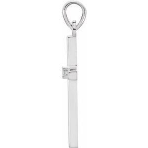 14K White Gold Round 1.5 Mm Cross Pendant