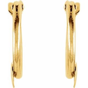 14K Yellow Gold Pair Youth Hinged Hoop Earrings, Length: 14.5 Mm, Thickness: 2 Mm