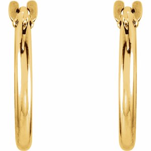 14K Yellow Gold Pair Youth Hinged Hoop Earrings, Length: 12.5 Mm, Thickness: 2 Mm