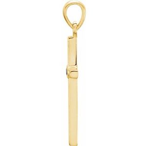 14K Yellow Gold Round 1.5 Mm Natural Blue Sapphire Cross Pendant
