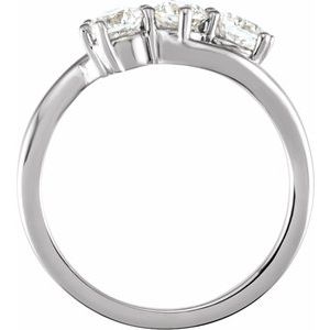 14K White Gold Round 4.4 Mm Polished 1 Ctw Lab-Grown Diamond 3 Stone Ring Size 7