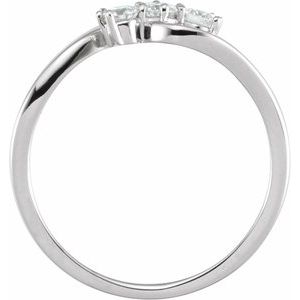 14K White Gold Round 2.8 Mm Polished 1/4 Ctw Lab-Grown Diamond 3 Stone Ring Size 7