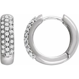 14K White Gold Pair Round Shape 1.2Mm Si2-Si3, Ghi 1/3 Ctw Lab-Grown Diamond Hoop Earrings, Length: 14.85 Mm, Thickness: 4.15 Mm
