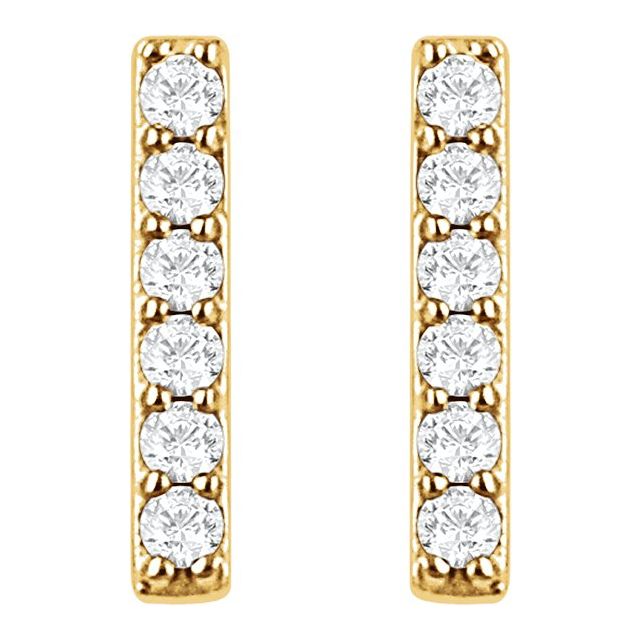 14K Yellow Or White Gold 1.2 Mm Round Friction Back Polished 1/10 Ctw Lab-Grown Diamond Bar Earrings