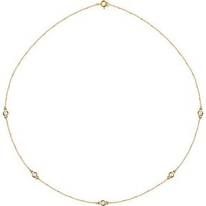 14K Yellow Gold 5-Stone 3Mm Si1-Si2, G-H Each Polished 1/2 Ctw Lab-Grown Diamond Necklace