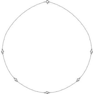 14K White Gold 5-Stone 3Mm Si1-Si2, G-H Each Polished 1/2 Ctw Lab-Grown Diamond Necklace